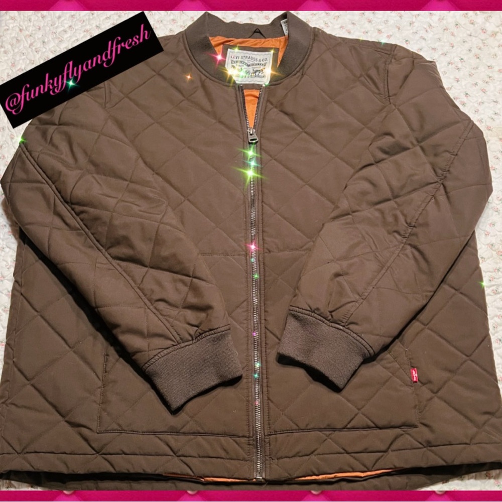 Levis classic vintage brown diamond quilted chorebarn lightweight bomber jacket